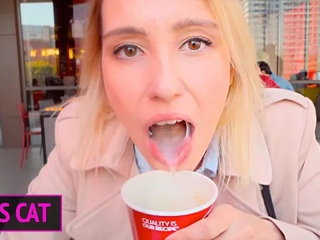 Public Agent - 18 Babe Suck Dick in Toilet Wendis & Drink Coffee with