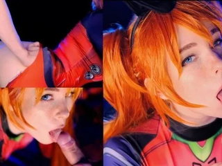 Hot Slut Asuka Langley. Sloppy Blowjob and Pussy Creampie