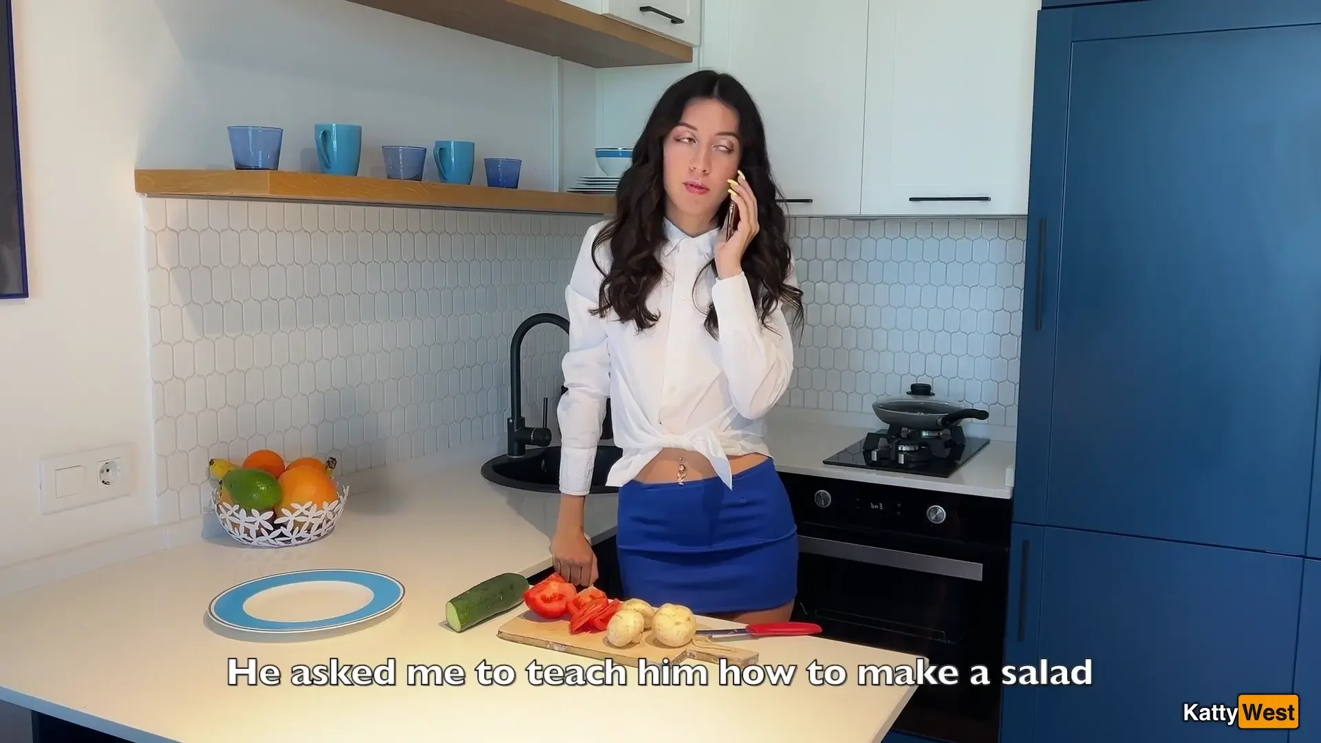 West Teaches Neighbor how to Make Salad but His Cock gets Hard - Anal Sex