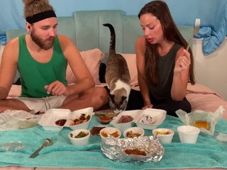 Bbq Tasting in Bed ( We Don't have Furniture Yet)