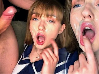 Hot Sucks and Fucks in Pussy before Cumming on Her Face. the Whole Face is Co...