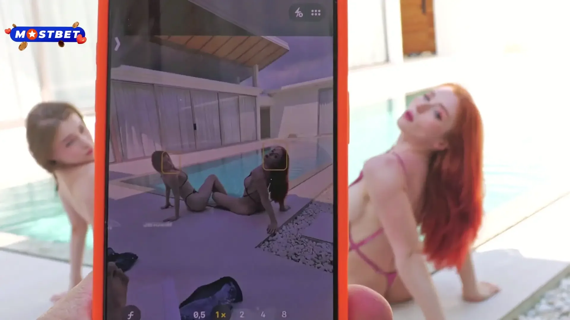Poolside Affair with Busty Redhead Friend