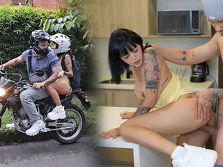 Horny Petite Skips Class to Go Fuck Her Boyfriend on a Motorcycle - Danner Me...