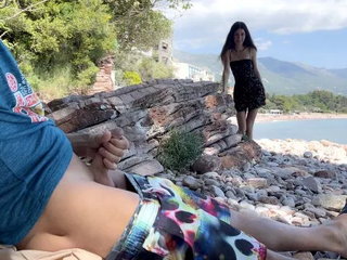 I Couldn't Pass by a Stranger's Hard Cock and Jerked Him off on a Public Beach