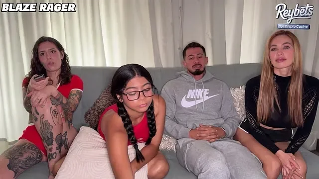 “Girls night” but my boyfriend came to fuck us all together – Reverse Gangbang