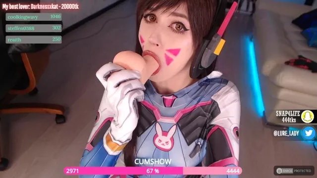 D.va Cosplay Babe Blowjob Cute Fuck Machine