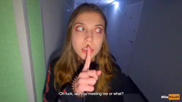 We Fucked in the Stairwell while Parents are at Home - Cum in Panties and Put...