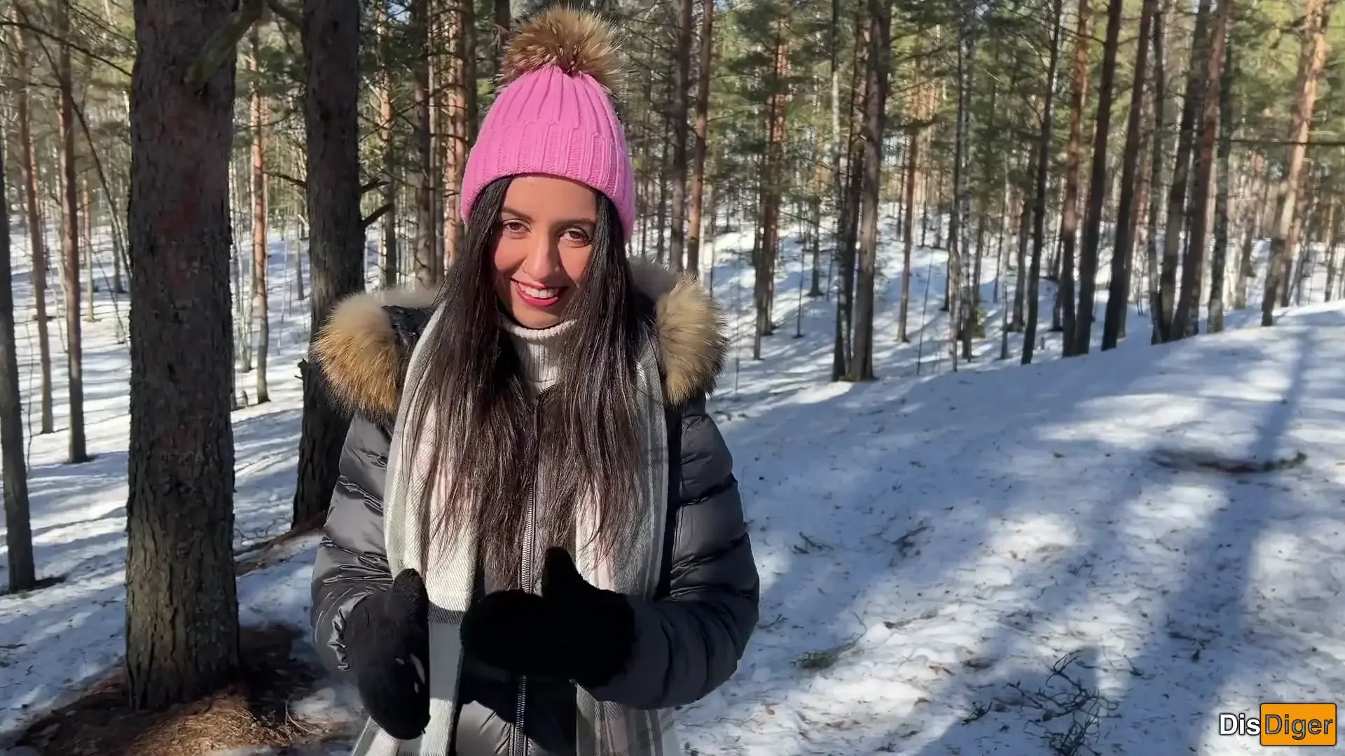 Real Sex in Winter Snowy Forest with Cum in Pussy - Creampie