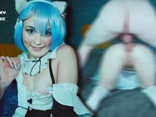 Cat Girl Rem Seduced Subaru to Fuck Her Tight Holes - Anal Cosplay Re Zero